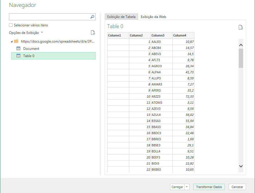 Como levar os preços das ações do Google Finance para o Excel