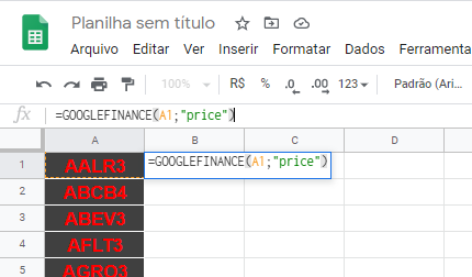 Como levar os preços das ações do Google Finance para o Excel