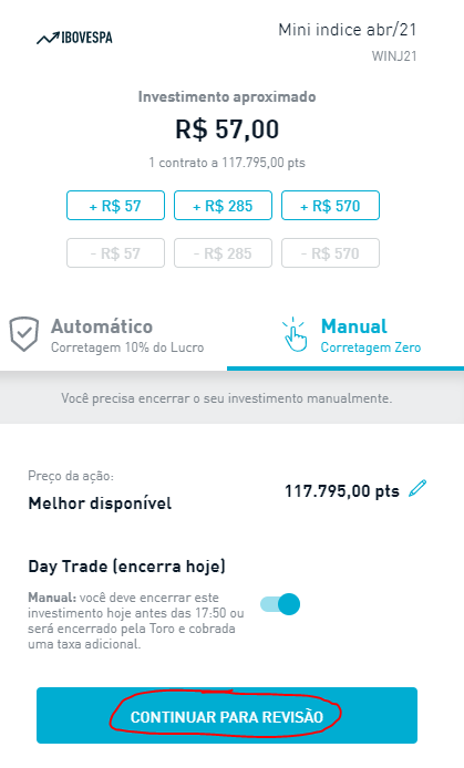 Ordem Day Trade Toro Investimentos