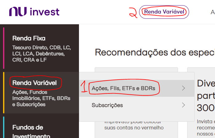 Renda variável Nu Invest