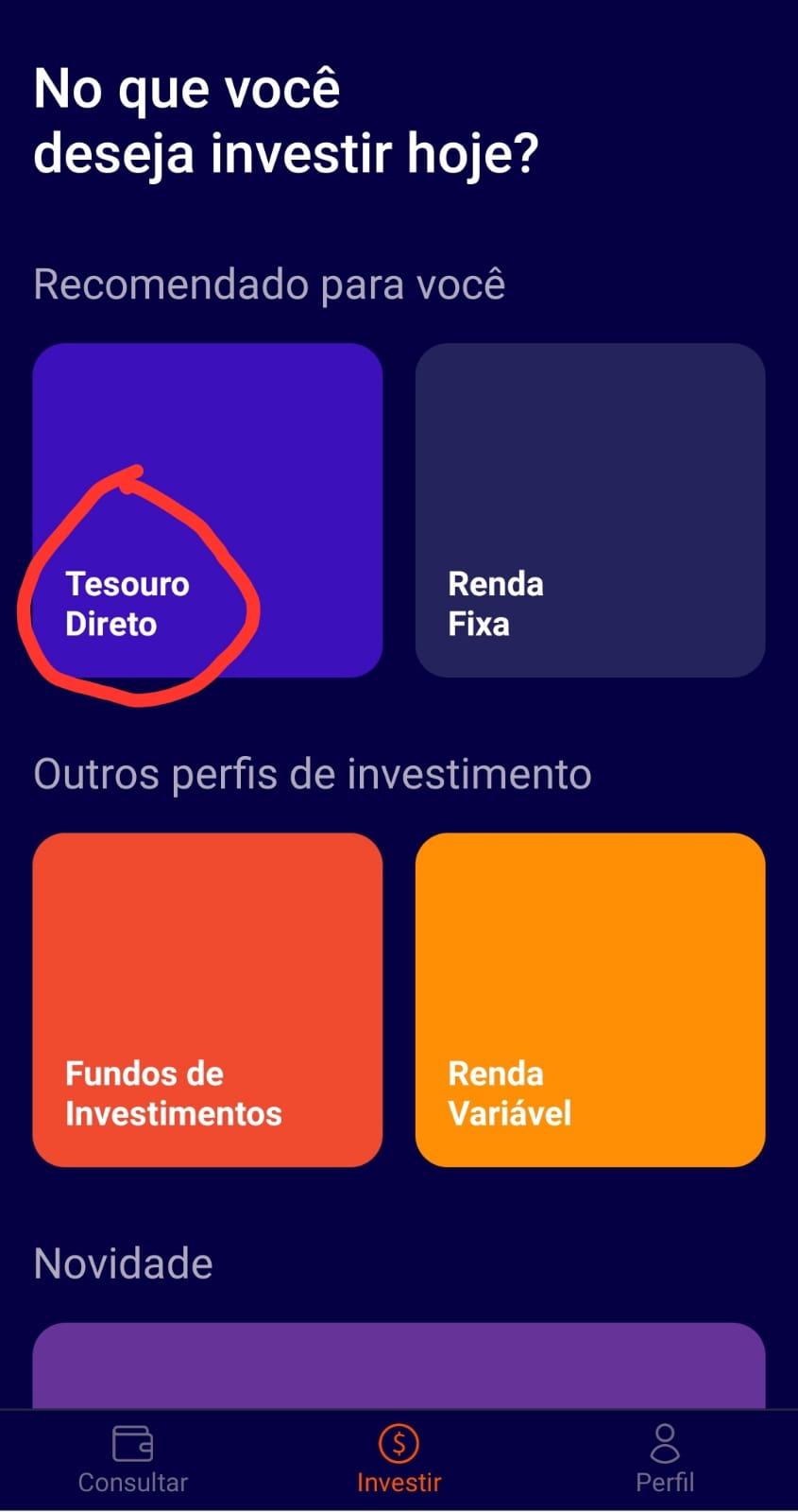 Tesouro Direto aplicativo rico