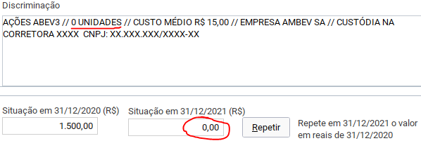 como declarar vendas de ações em bens e direitos