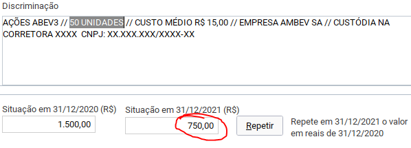 como declarar vendas de ações em bens e direitos