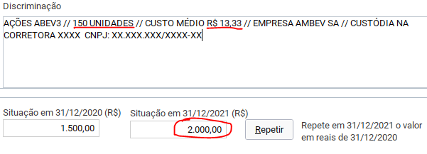 como declarar vendas de ações em bens e direitos