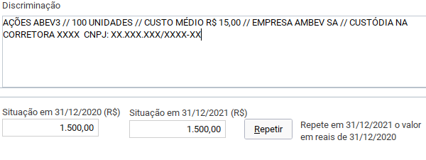 como declarar vendas de ações em bens e direitos